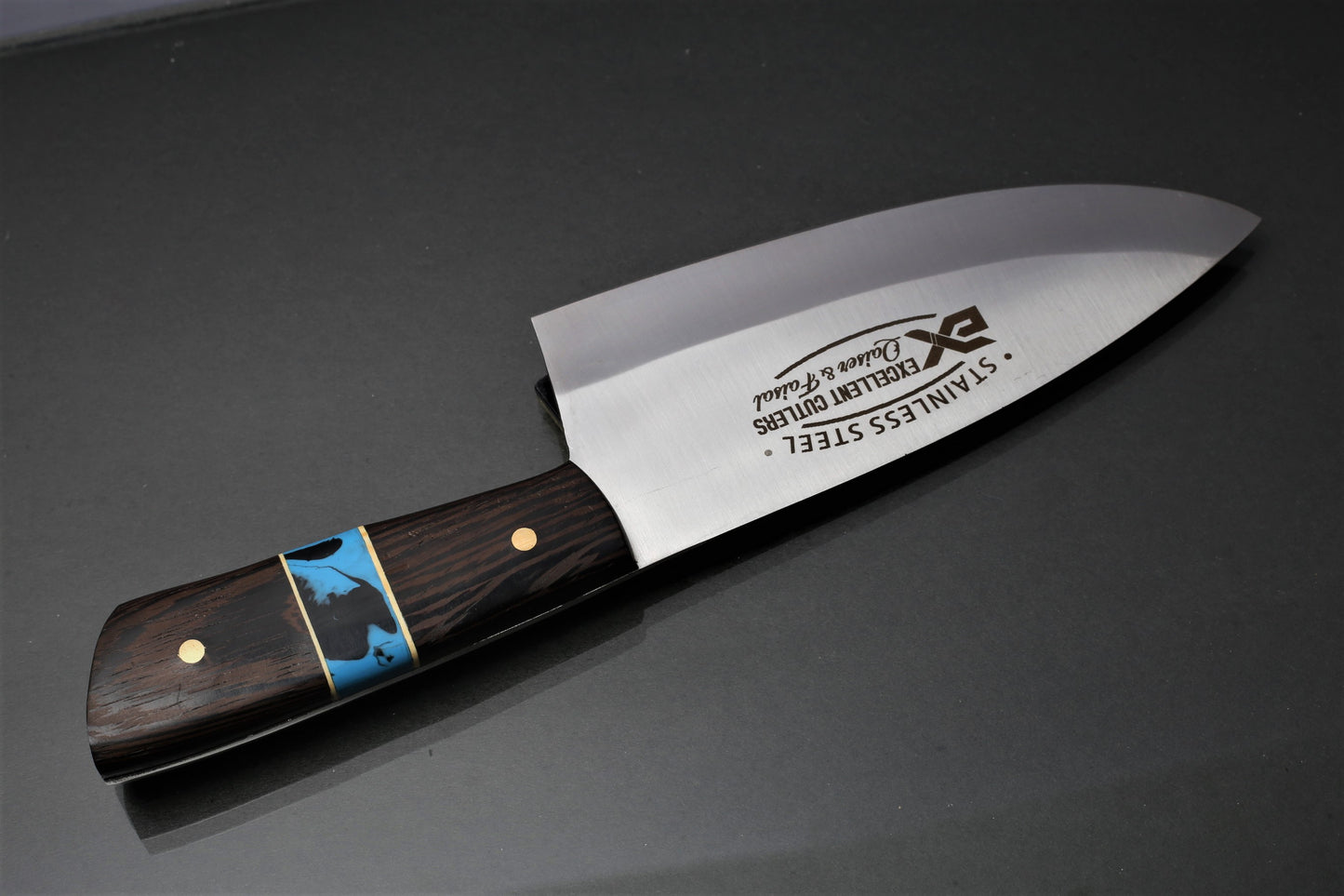 Handcrafted 6" 12C27 Stainless Steel Knife | African Wenge Wood & Feroza Resin Handle