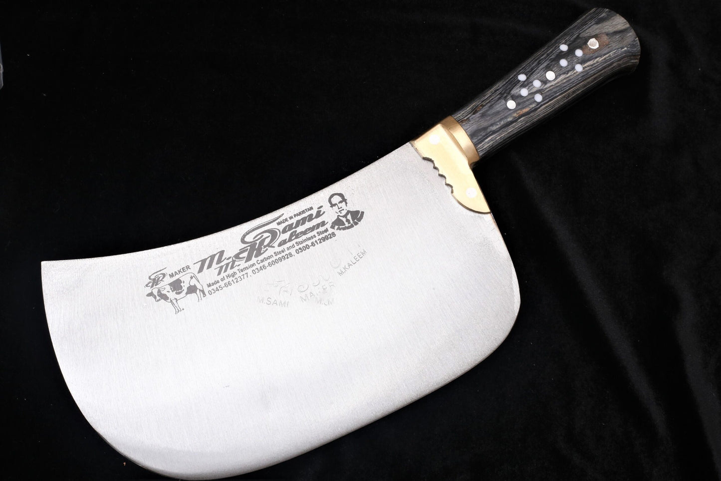 9.5" Mango-Shape Heavy Duty Butcher Cleaver | 1.25kg High Carbon Steel Bone Crusher | Premium Color Wood & Brass Handle | Handmade Meat Cleaver