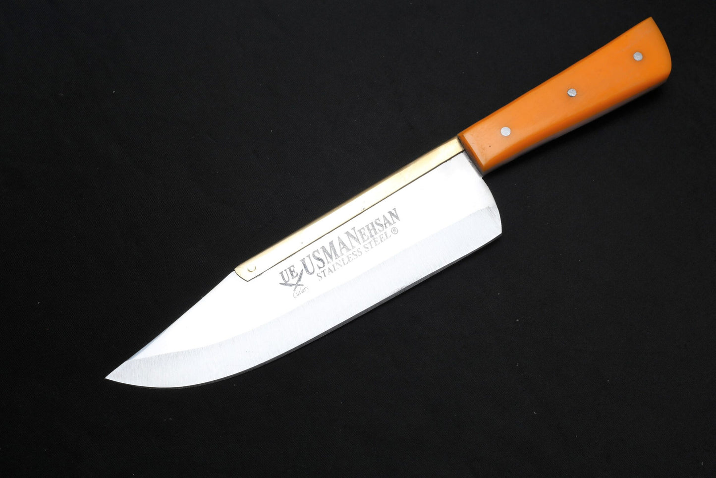 Usman Slaughter Knife Set – 3-Piece Stainless Steel Blades with Acrylic Handles (9”, 7.5”, 6”)