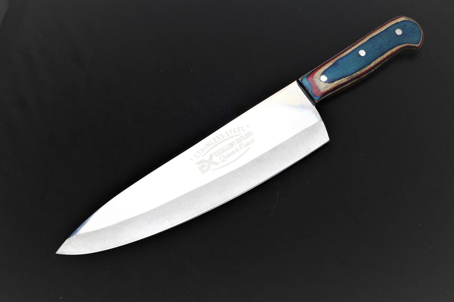 Classic 007 Knife – 12C27 Stainless Steel Blade with Colored Wood Handle (9.5” Blade)