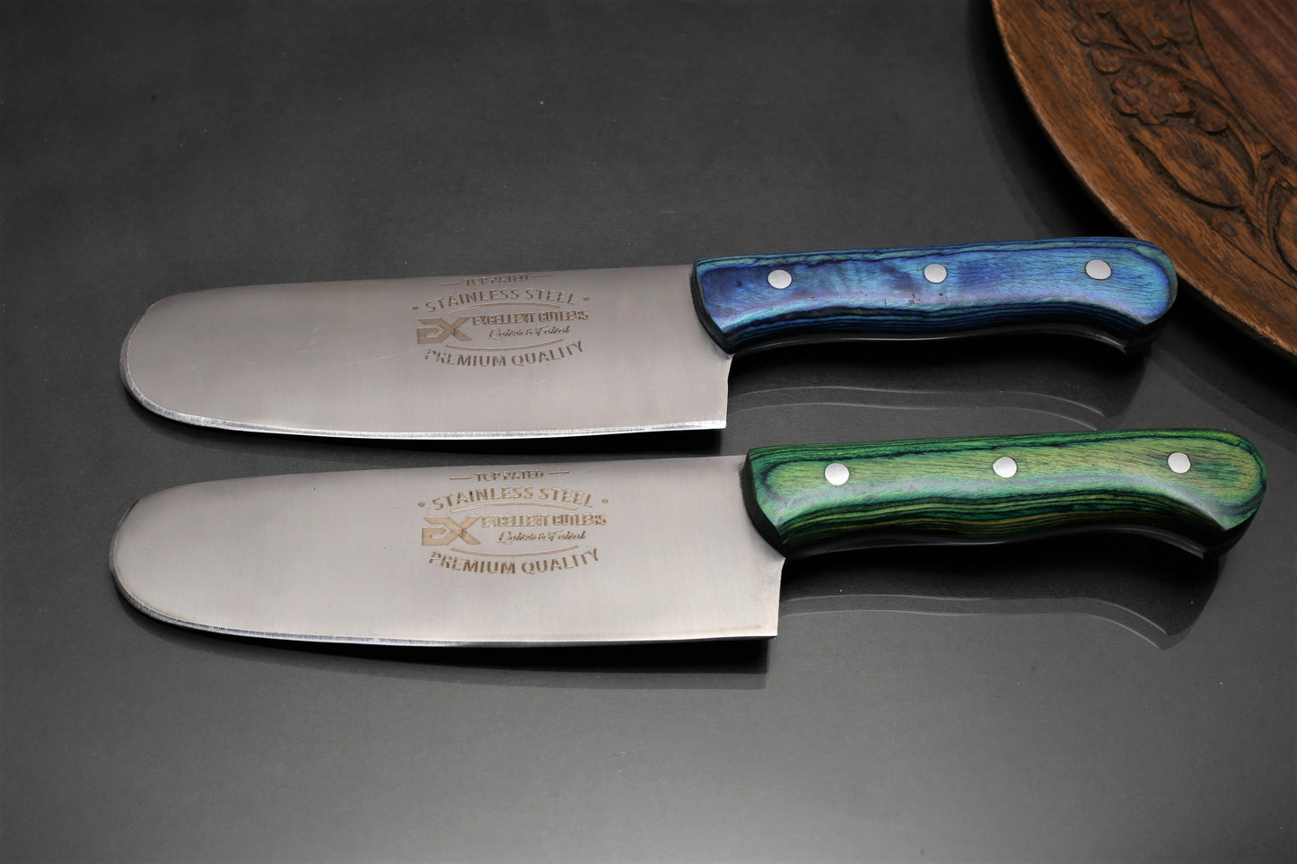 EXCELLENT CUTLERS Professional 12C27 Stainless Steel Skinner Knife – Turkish / Misri Styled Hunting & Butchery Knife with Matte Satin Finish & Colored Wood Handle
