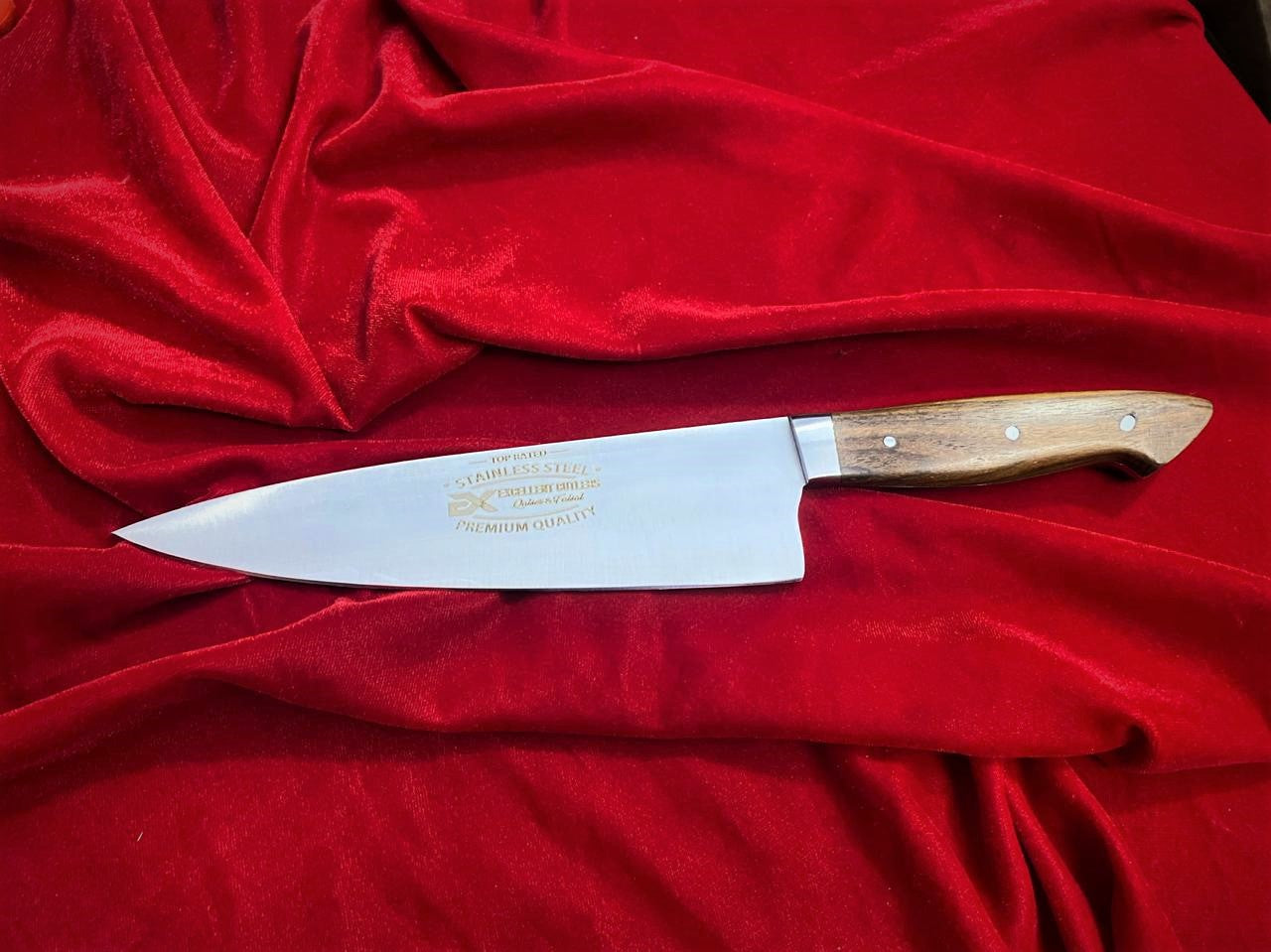 Excellent Cutlers & Knives 8" Traditional French-Style Chef Knife - 12C27 Sandvik Steel - Premium Rosewood Handle