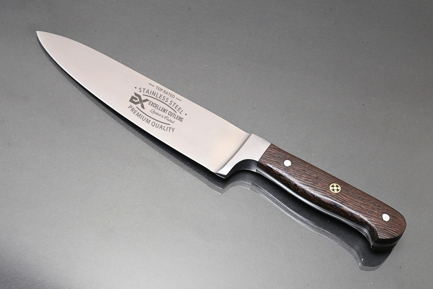 Excellent Chef Knife - African Wenge Wood Handle And 13cr13 Chrome Blade  (Total Length 13.5 Inches )