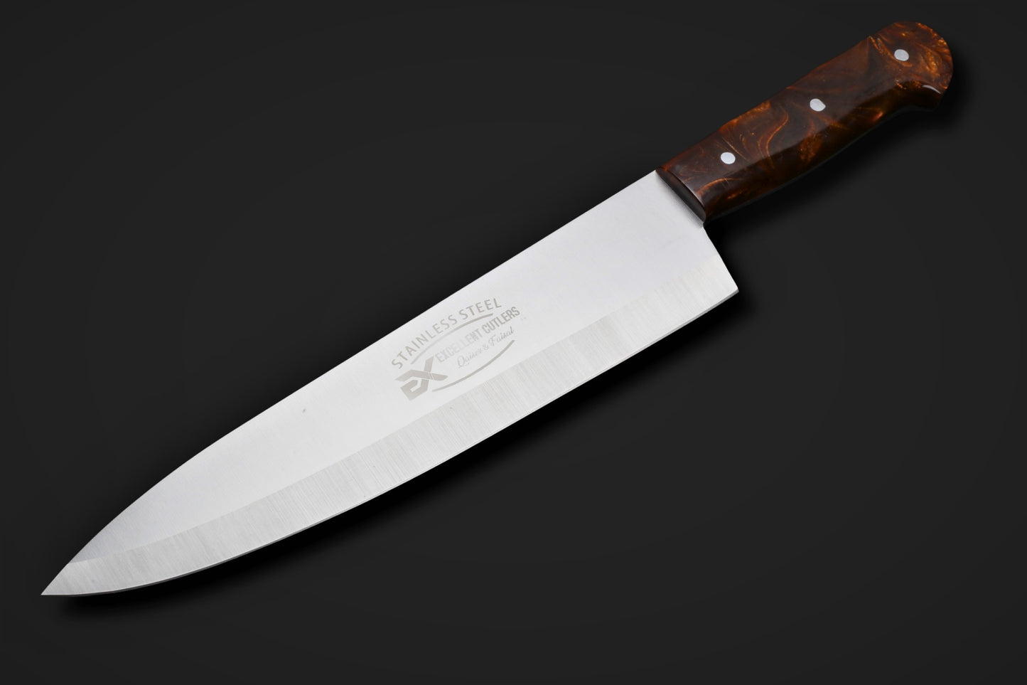 Premium 10-Inch  Classic J2 Stainless Steel Chef & Slaughter Knife – Vibrant Multi-Color Resin Handle Edition