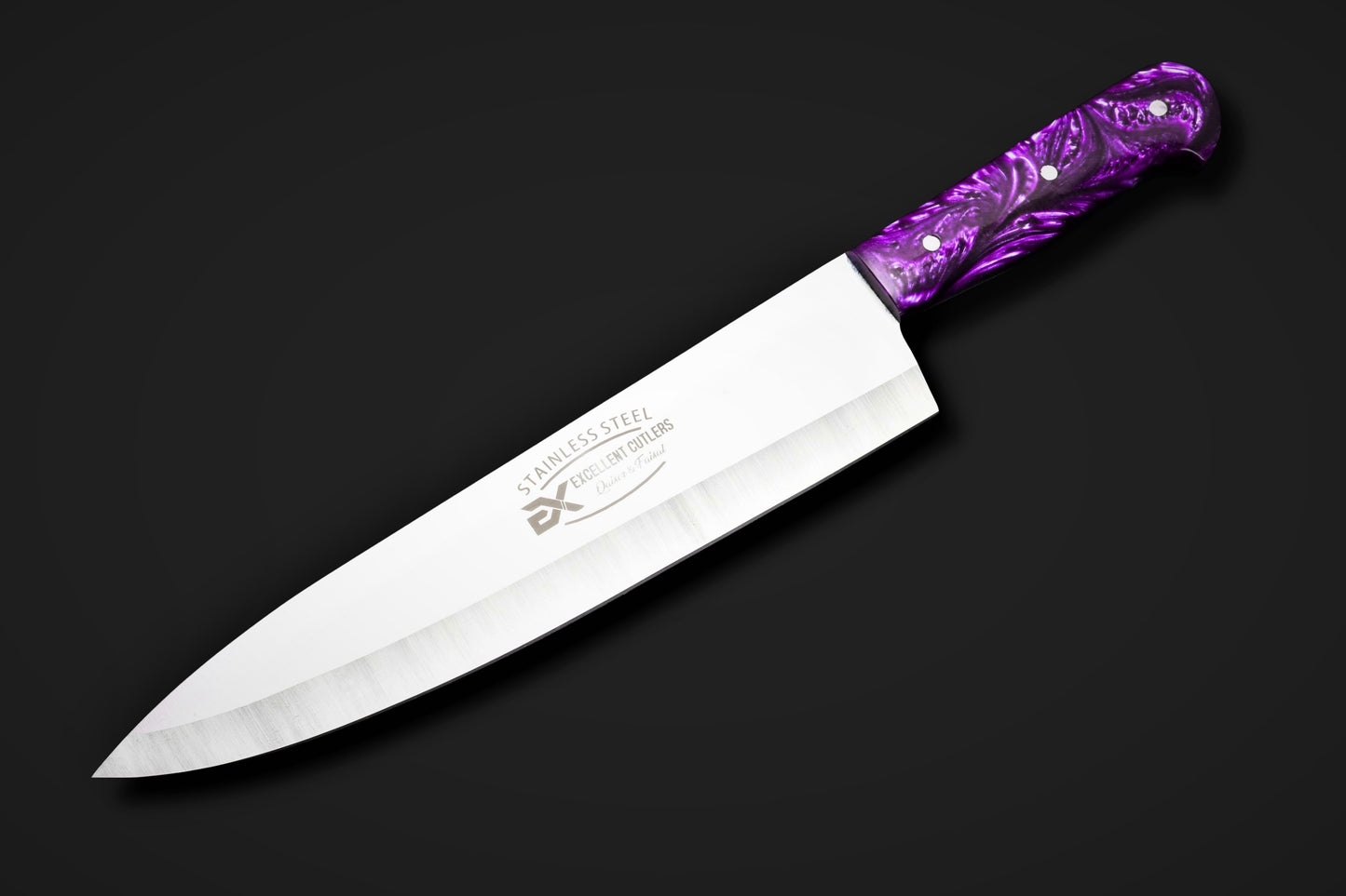 Premium 10-Inch  Classic J2 Stainless Steel Chef & Slaughter Knife – Vibrant Multi-Color Resin Handle Edition