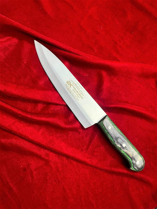 Excellent Cutlers & Knives 10" J2 Steel Slaughter & Chef Knife - Multi-Color Pakka Wood Handle - Razor Sharp Professional Butcher Blade