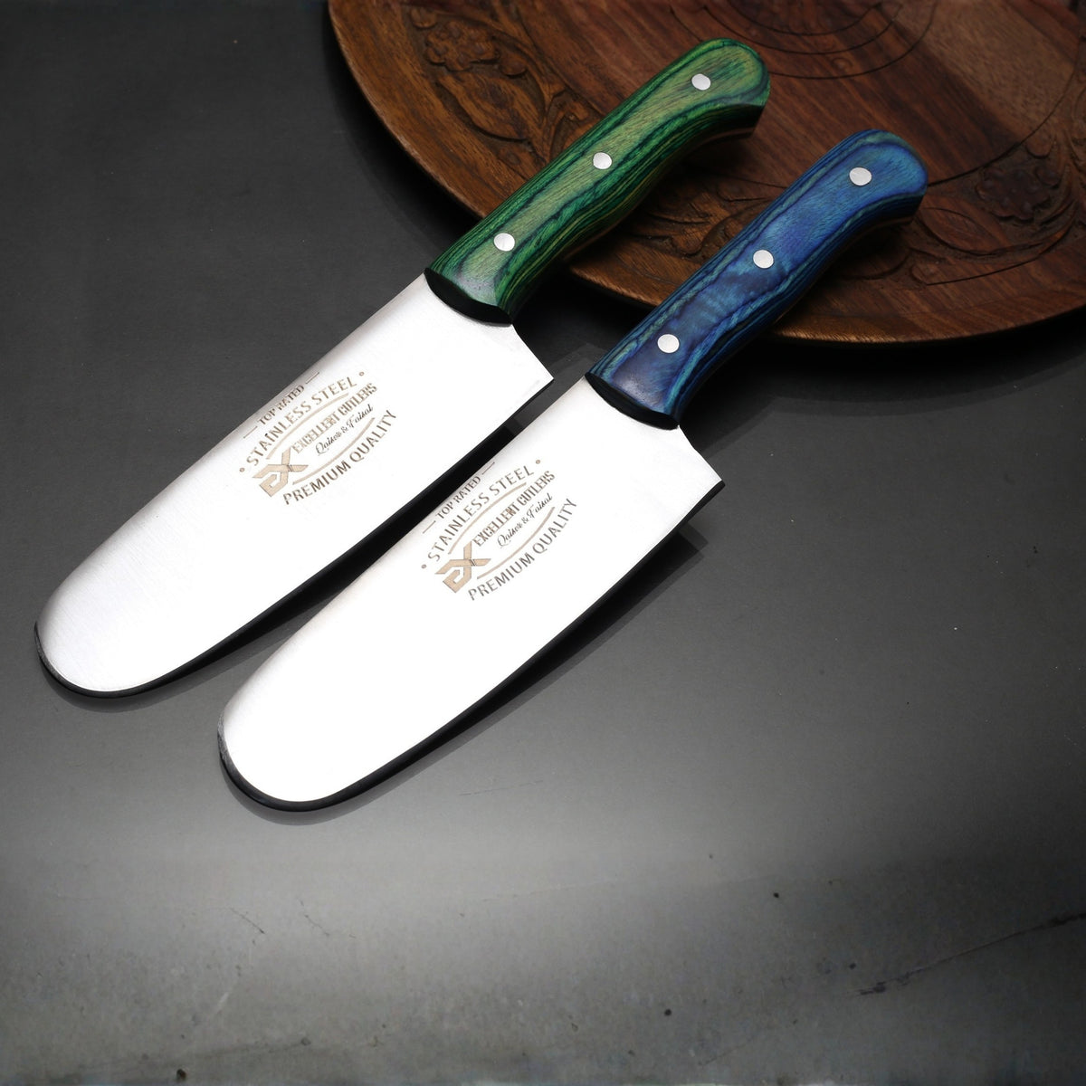 EXCELLENT CUTLERS Professional 12C27 Stainless Steel Skinner Knife / 6inch Blade –  Turkish / Misri Styled Hunting & Butchery Knife with Matte Satin Finish & Colored Wood Handle