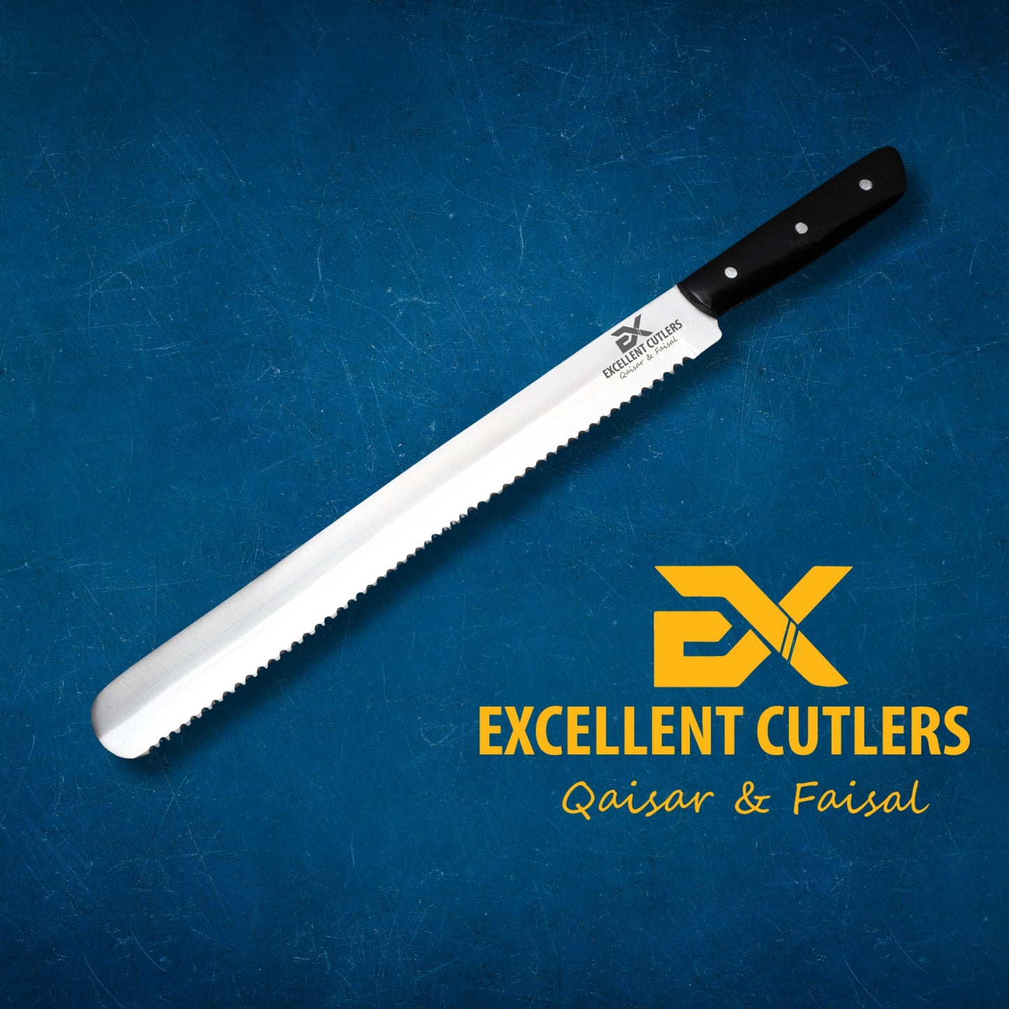 Professional 11-Inch Serrated Bread Knife – 12C27 Stainless Steel with Black Acrylic Handle by Excellent Cutlers