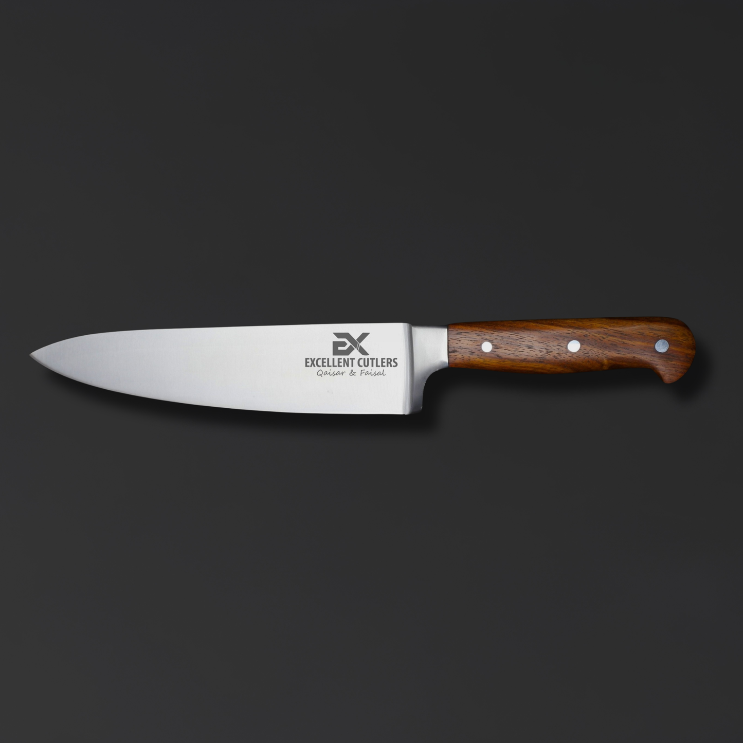 Professional 8" Chef Knife | Hankless Series, Premium Rosewood Handle & Silver Bolster