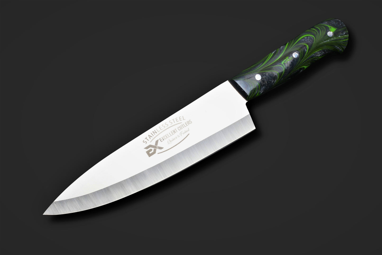 Premium 8-Inch Classic J2 Stainless Steel Chef & Slaughter Knife – Vibrant Multi-Color Resin Handle Edition