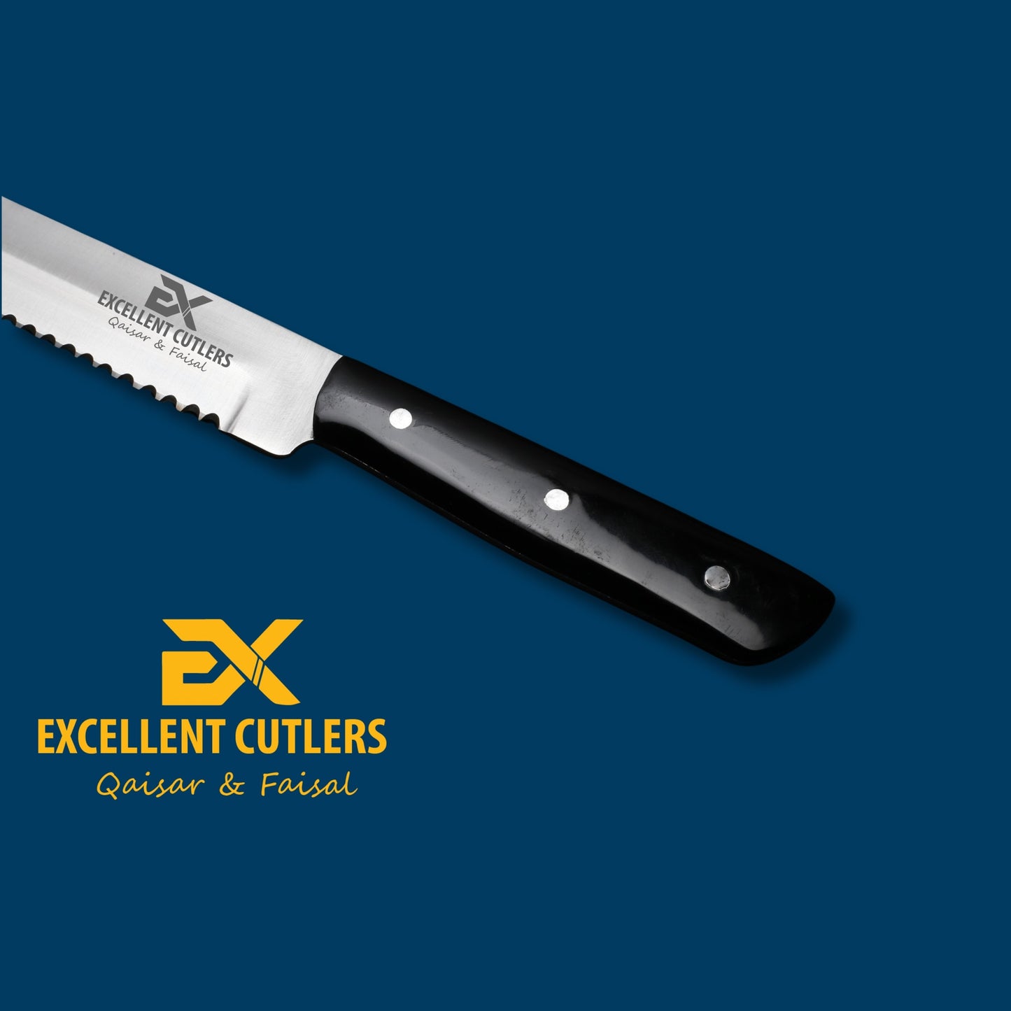 Professional 11-Inch Serrated Bread Knife – 12C27 Stainless Steel with Black Acrylic Handle by Excellent Cutlers