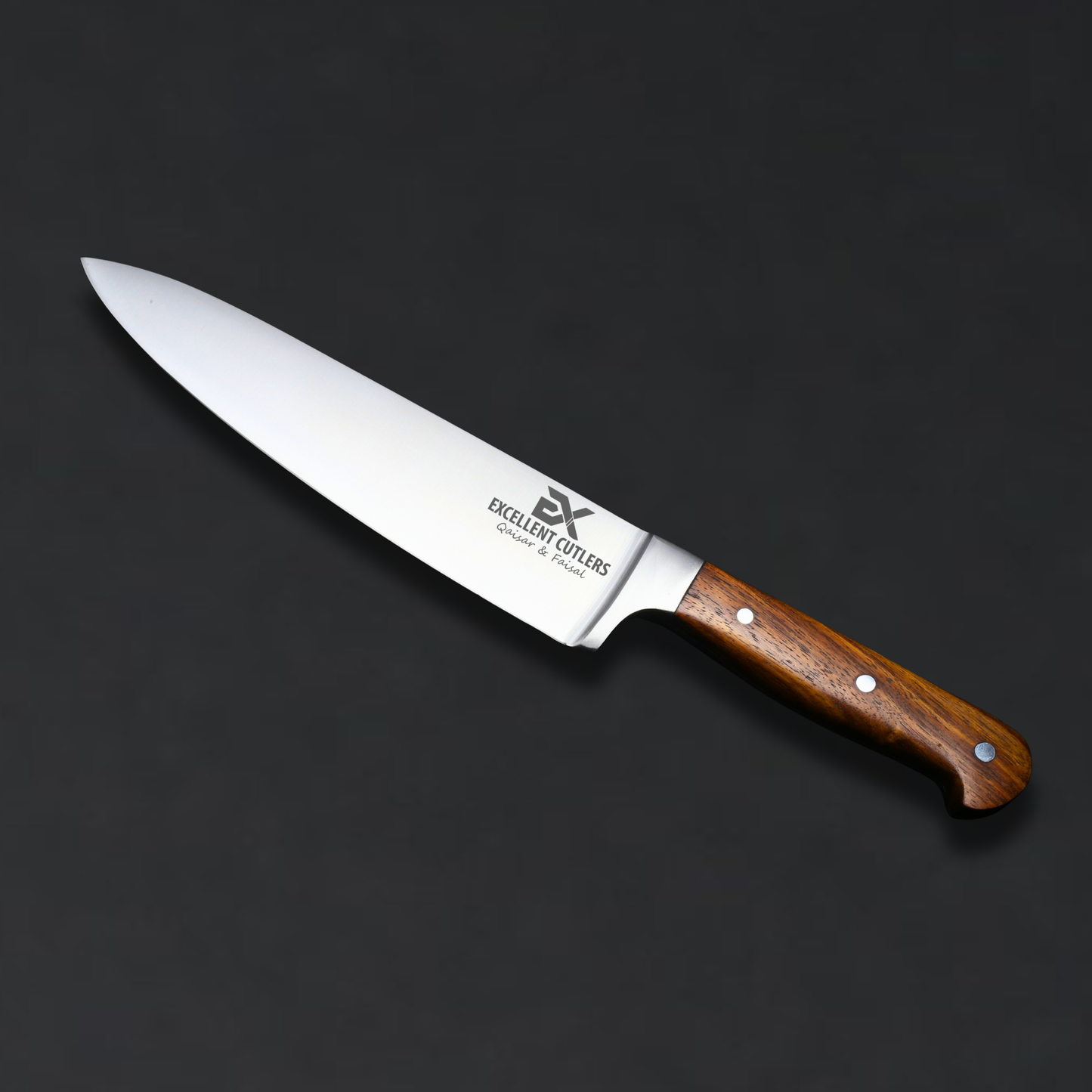 Professional 8" Chef Knife | Hankless Series, Premium Rosewood Handle & Silver Bolster