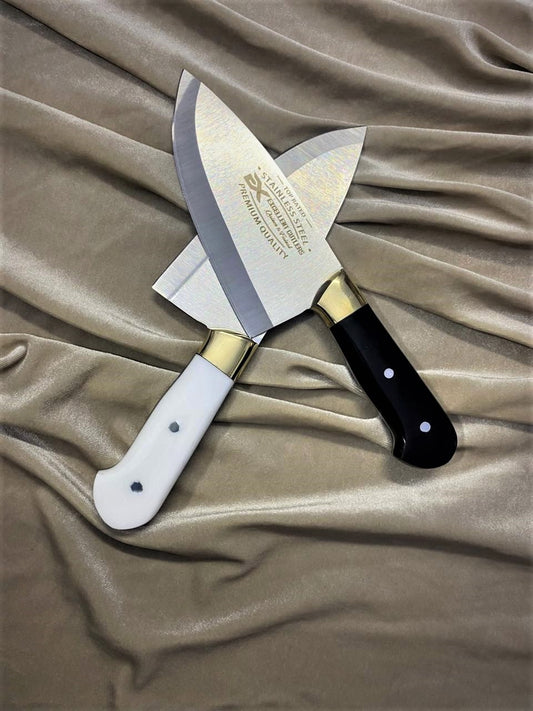 Handcrafted 6" Japanese Stainless Steel Skinner Knife – Premium Acrylic Handle with Solid Brass Bolster
