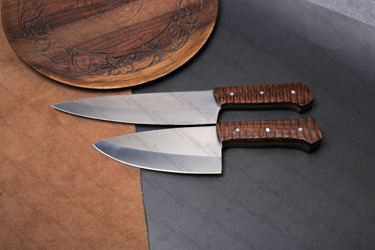 Excellent Knife Set –2PC (Rosewood Edition )-12c27 Stainless Steel | Blade 6" 8"