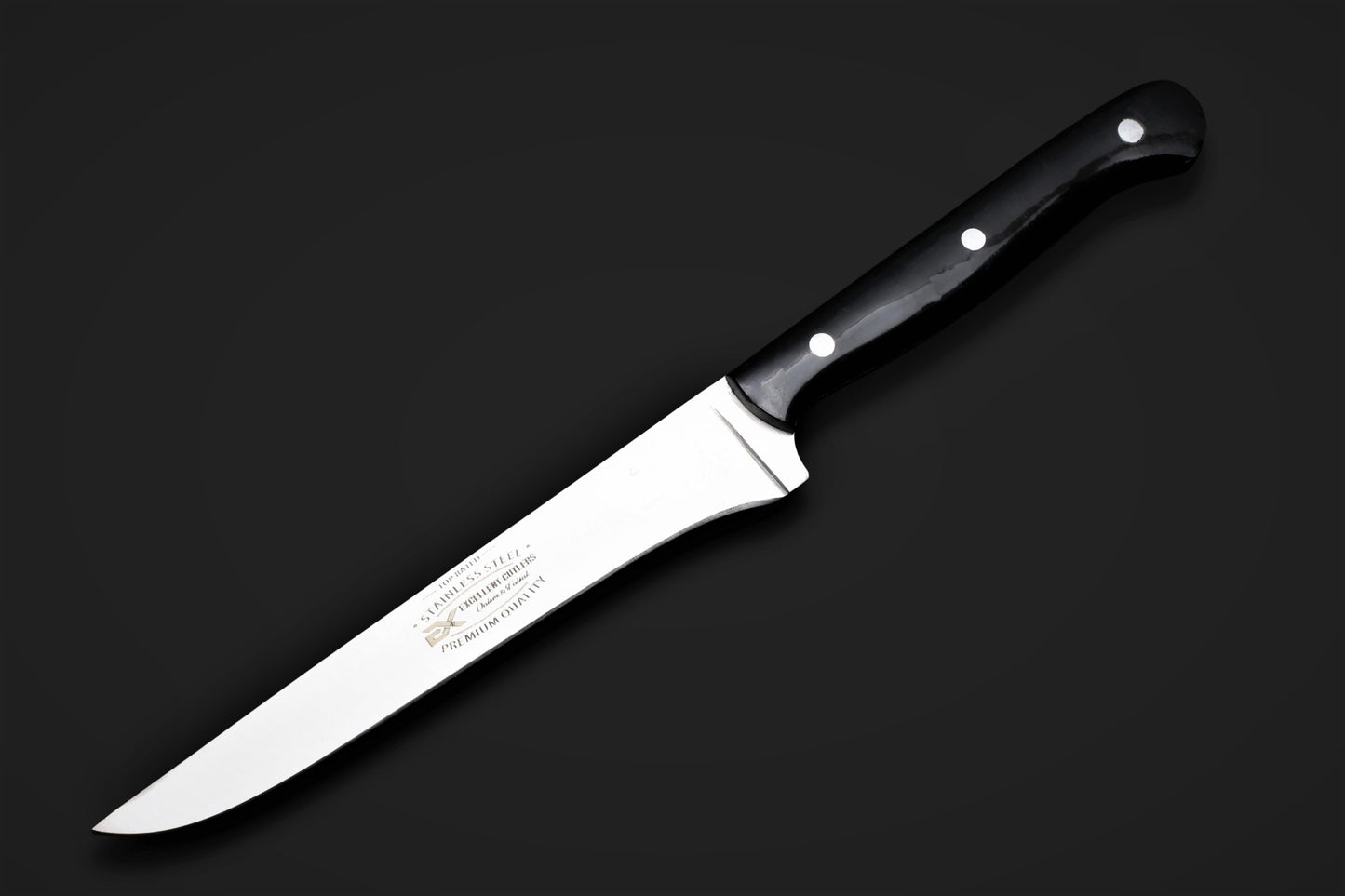 Luxury 3-Piece Kitchen Knife Set | 12C27 Stainless Steel with Satin Finish & Black Acrylic Handles