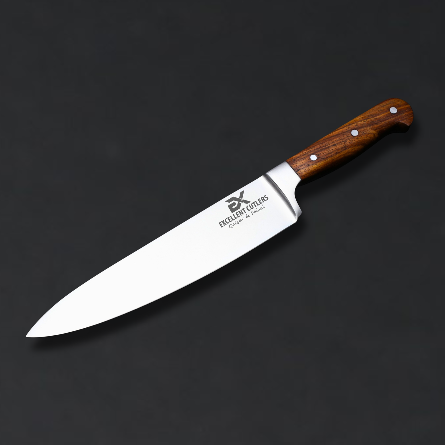 Professional 8" Chef Knife | Hankless Series, Premium Rosewood Handle & Silver Bolster