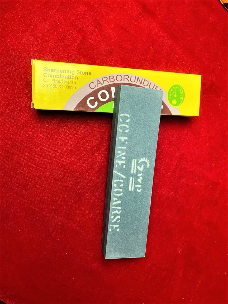 Carborundum Compass Brand 8" Dual-Grit Sharpening Stone – Professional Coarse/Fine Combination Whetstone (25x50x200mm)