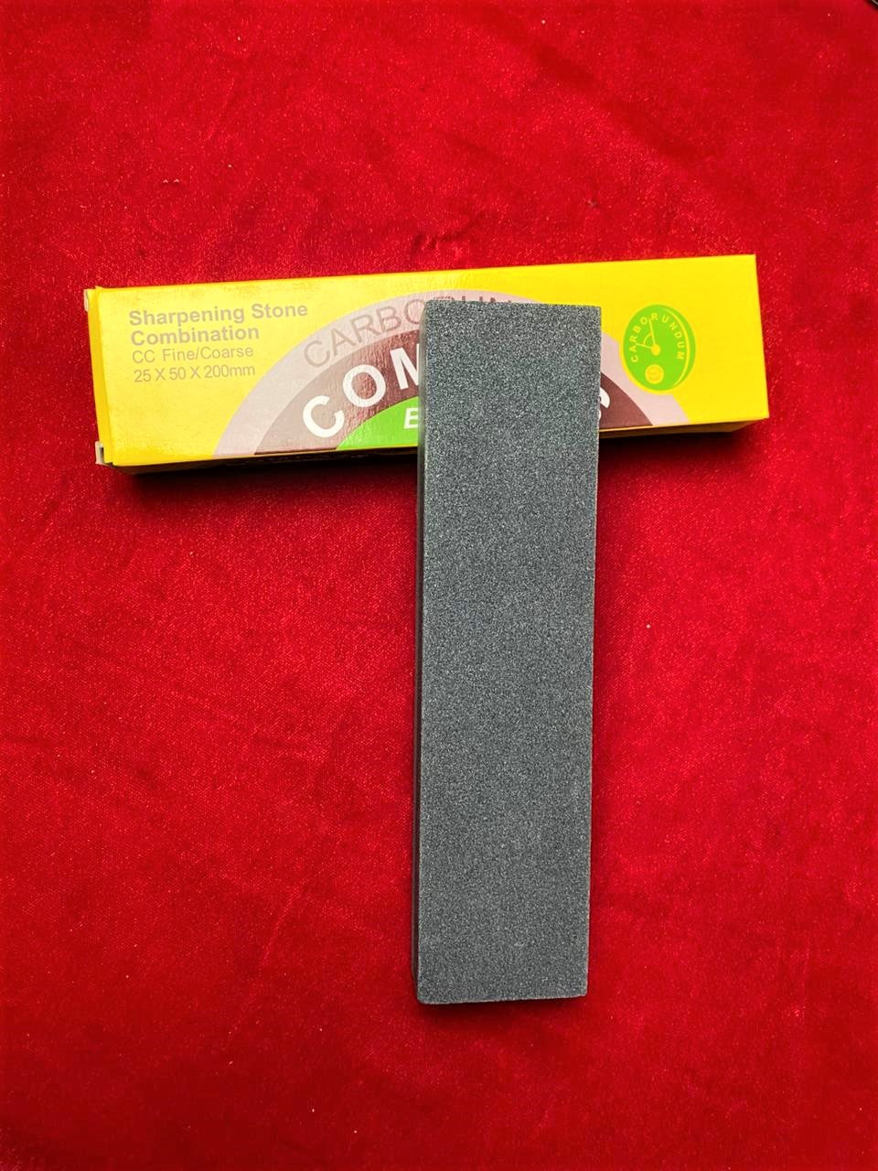 Carborundum Compass Brand 8" Dual-Grit Sharpening Stone – Professional Coarse/Fine Combination Whetstone (25x50x200mm)