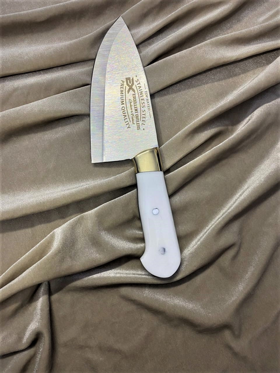 Handcrafted 6" Japanese Stainless Steel Skinner Knife – Premium Acrylic Handle with Solid Brass Bolster