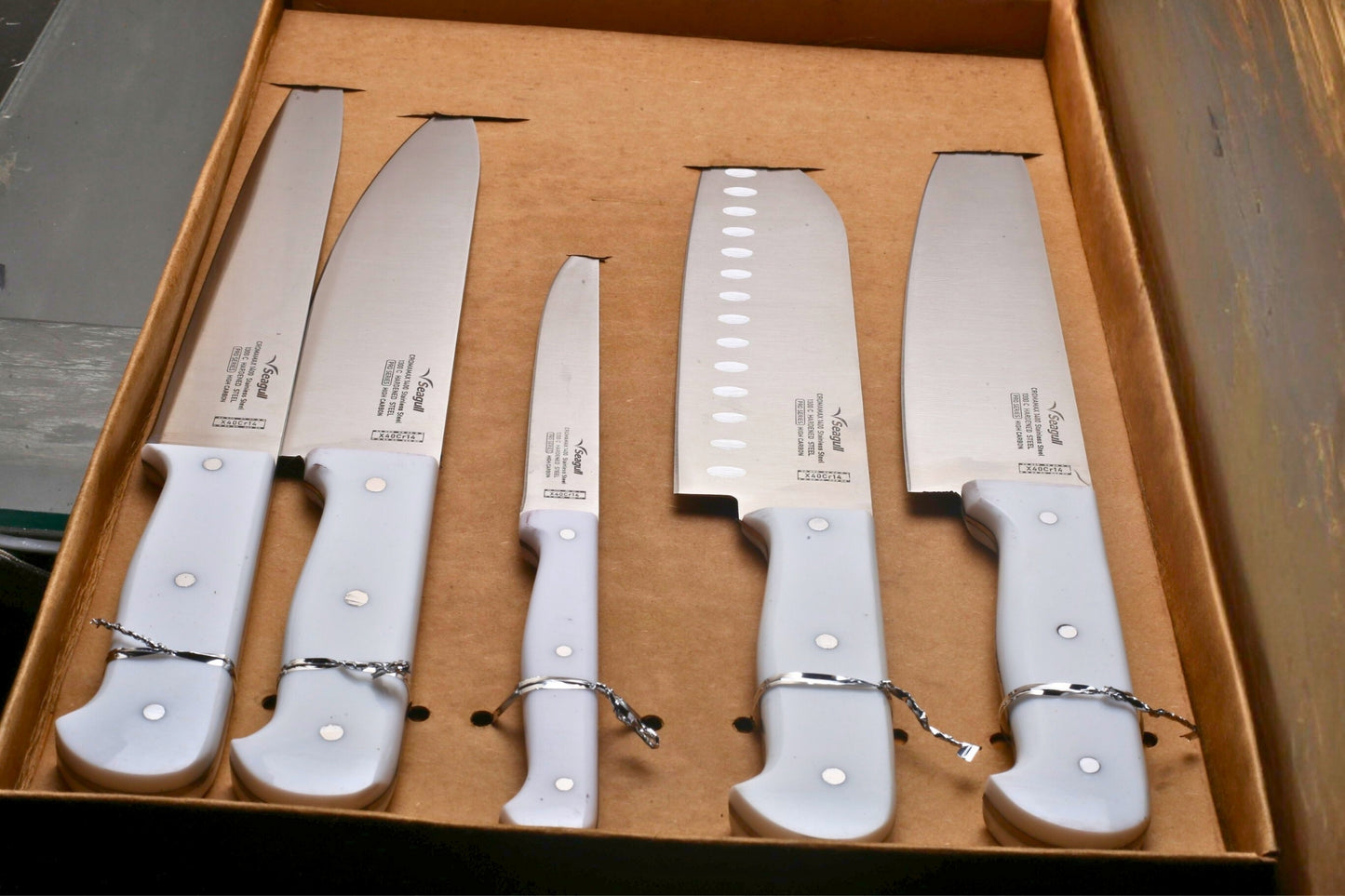 Seagull Chef/Kitchen Knives set (5Pc) / X40Cr14 Stainless Steel Razor Sharp Blades
