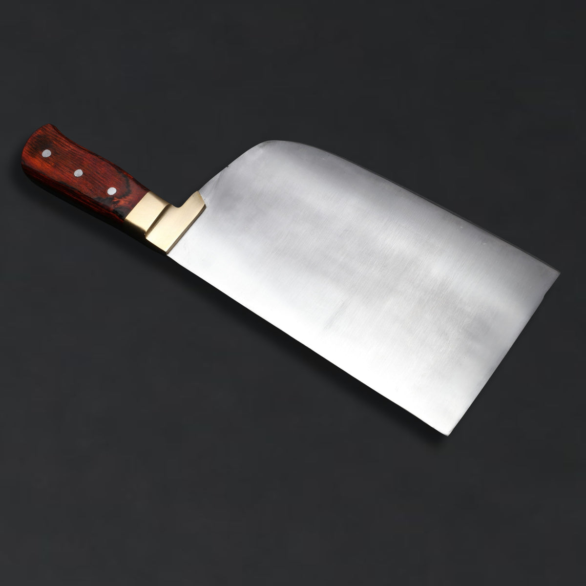 Heavy-Duty Handcrafted Butcher Cleaver In 1KG – Wazirabad High-Carbon (Kamani) Steel With Pakkawood Handle & Brass Bolster, For Mutton & Beef Ribs