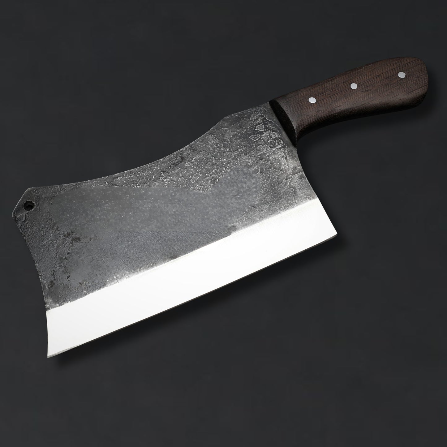 Handcrafted 7.5-Inch Full Tang Cleaver Knife with African Wenge Wood Handle, J2 Stainless Steel & Powder Coating