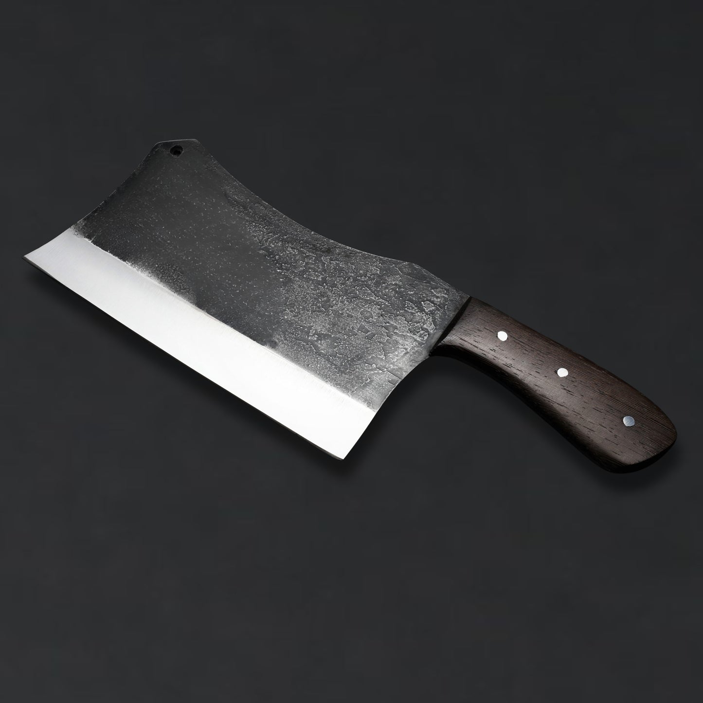 Handcrafted 7.5-Inch Full Tang Cleaver Knife with African Wenge Wood Handle, J2 Stainless Steel & Powder Coating