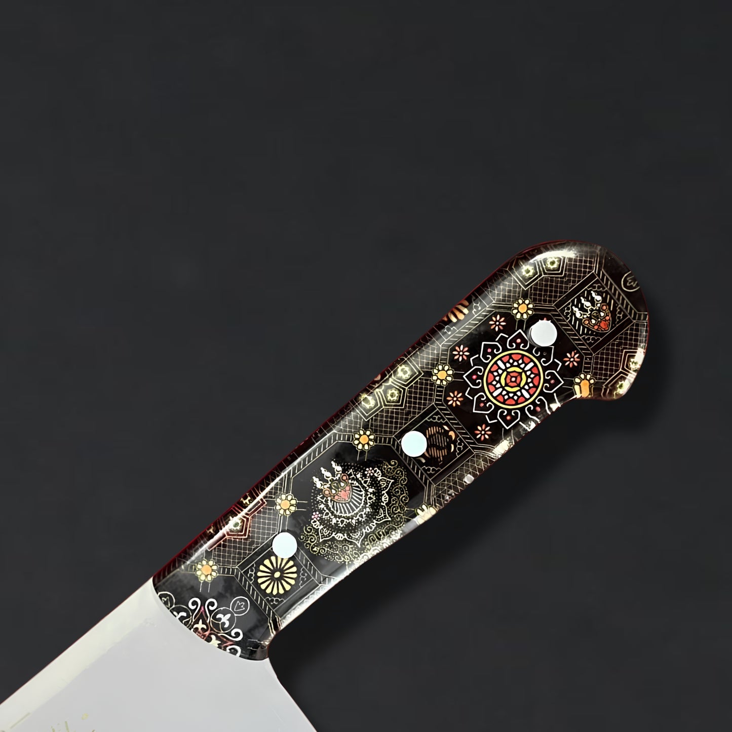 Handmade Heavy-Duty Skinner Knife | 6" J2 Stainless Steel Blade with Decorative Patterned Acrylic Handle | Razor Sharp Fine Edge Custom Knife by Excellent Cutlers & Knives