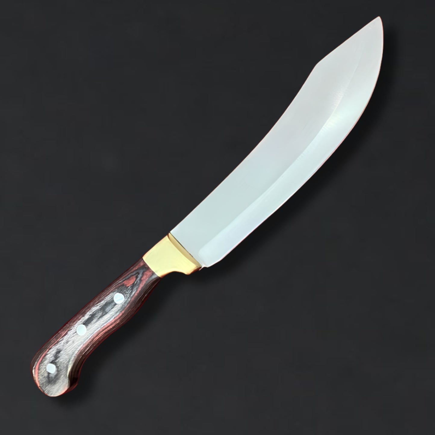 "The Bosphorus Blade" Handmade Turkish Knife, 12C27 Stainless Steel Blade, Colorwood Handle with Polished Brass Bolster