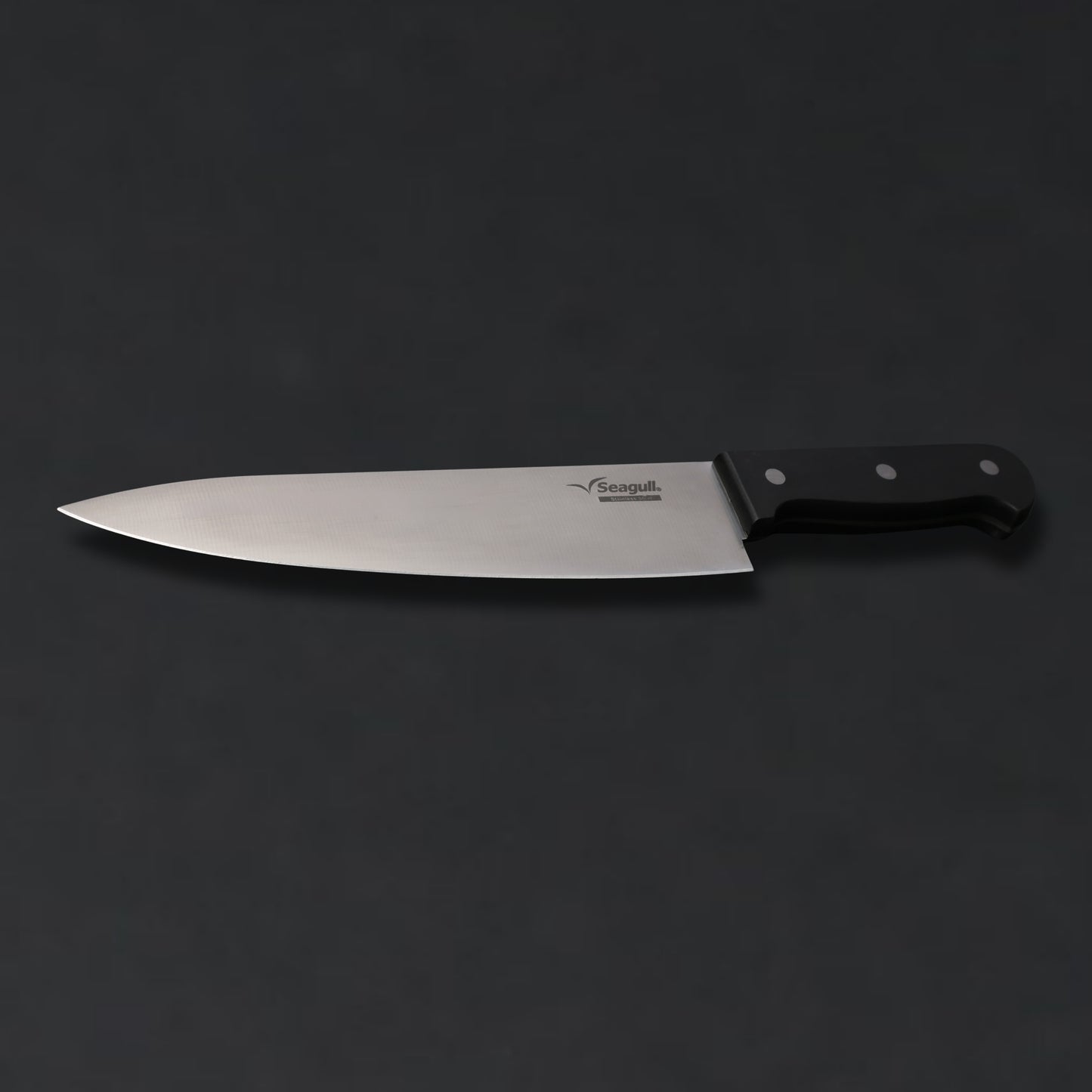 Seagull 8-Inch Blade Chef Culinary Knife | X40Cr14 Stainless Steel, Flat Grind & Black Fiber Handle