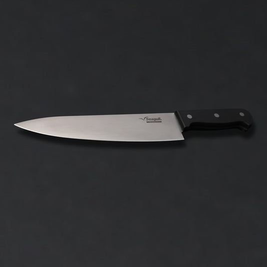 Seagull 8-Inch Blade Chef Culinary Knife | X40Cr14 Stainless Steel, Flat Grind & Black Fiber Handle