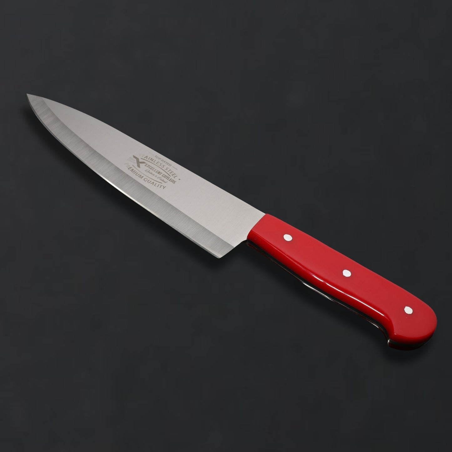 Premium 8" J2 Stainless Steel Chef & Butcher Knife – Hollow Grind Drop Point with Color Acrylic Handle