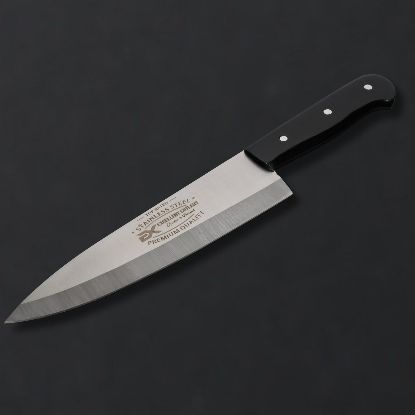 Premium 8" J2 Stainless Steel Chef & Butcher Knife – Hollow Grind Drop Point with Color Acrylic Handle