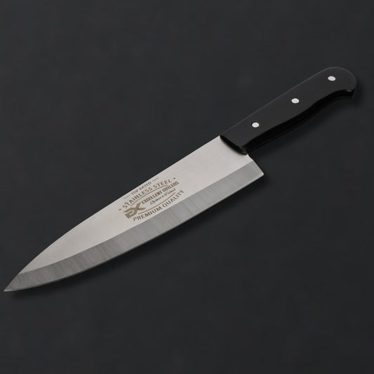 Premium 8" J2 Stainless Steel Chef & Butcher Knife – Hollow Grind Drop Point with Color Acrylic Handle