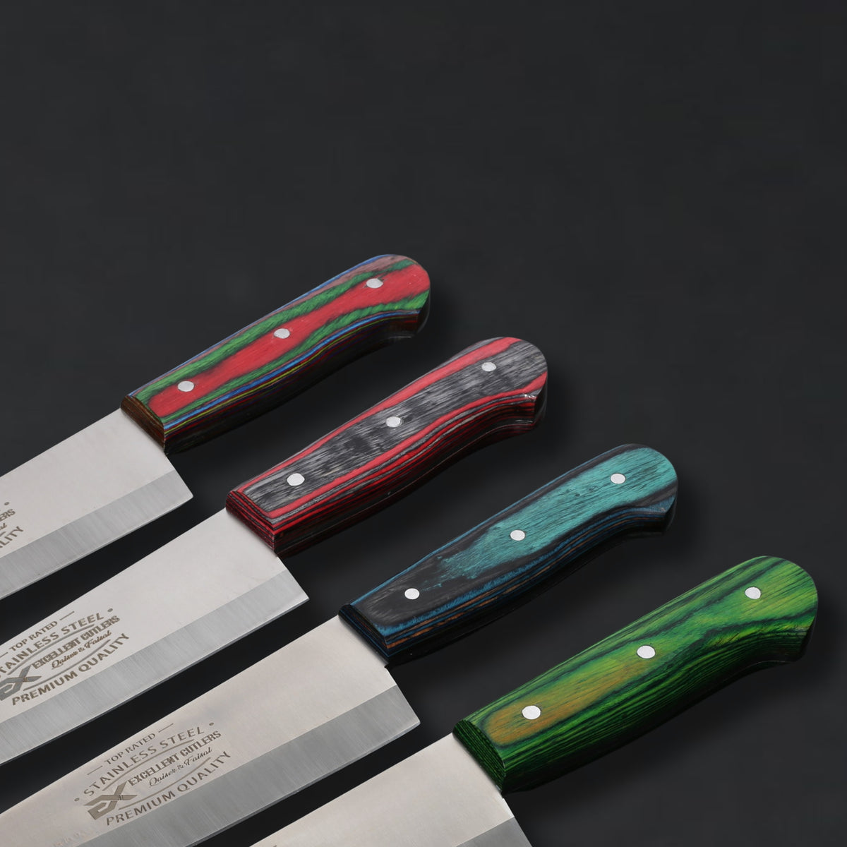 The Butcher's Crown - 8 Inch Blade Chef & Butchering Knife | J2 Stainless Steel Blade with Multi-Color Pakkawood Handle