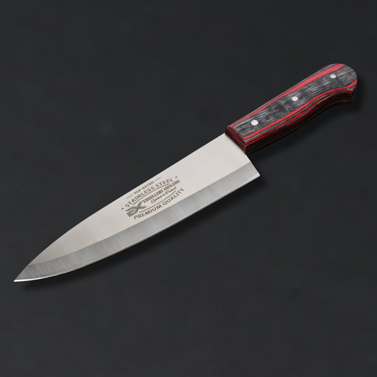 The Butcher's Crown - 8 Inch Blade Chef & Butchering Knife | J2 Stainless Steel Blade with Multi-Color Pakkawood Handle