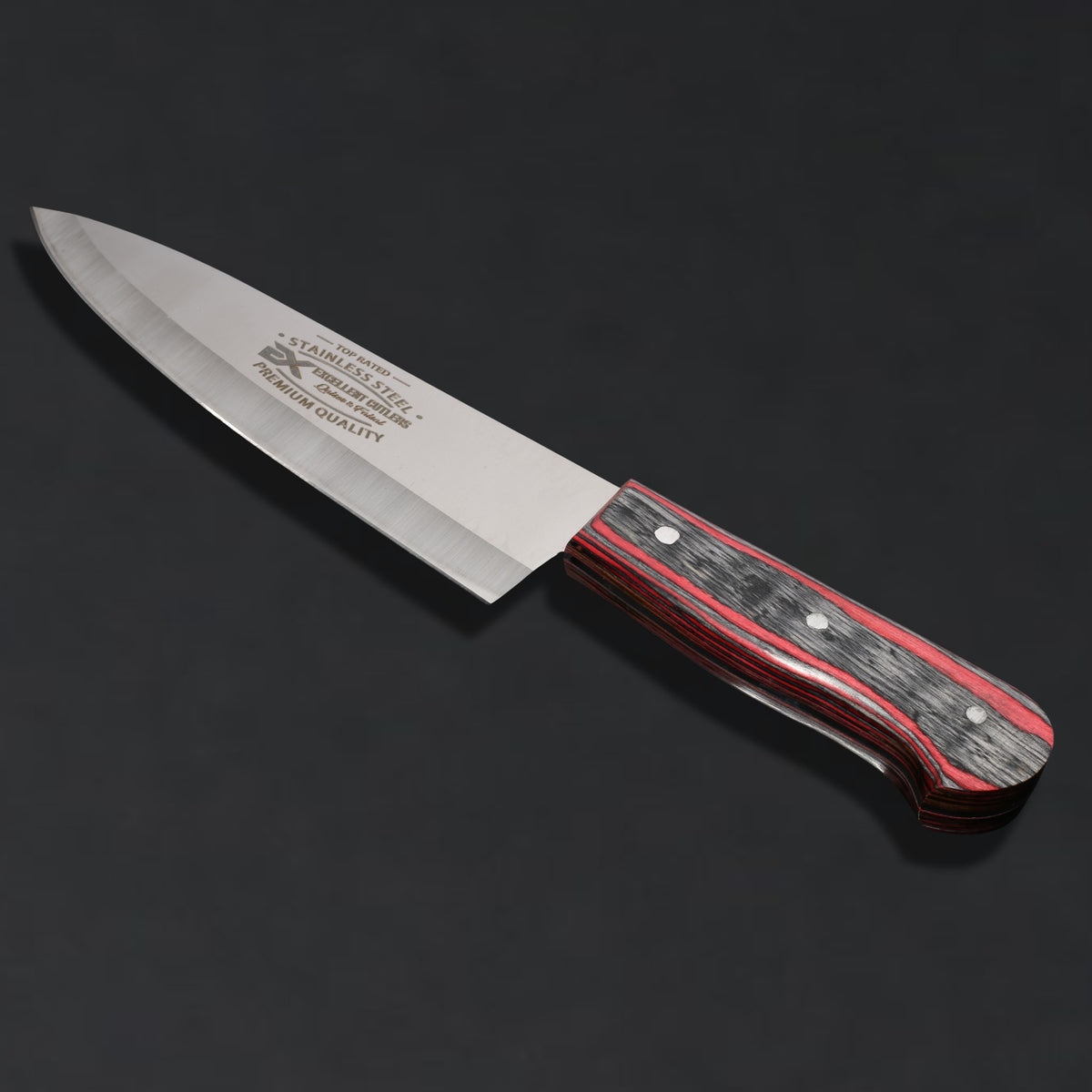 The Butcher's Crown - 8 Inch Blade Chef & Butchering Knife | J2 Stainless Steel Blade with Multi-Color Pakkawood Handle
