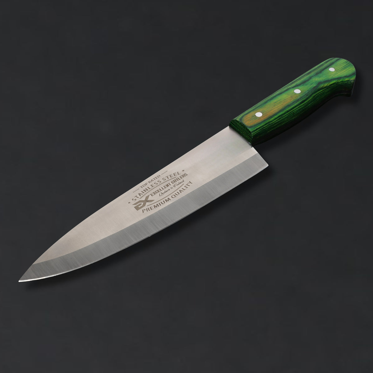 The Butcher's Crown - 8 Inch Blade Chef & Butchering Knife | J2 Stainless Steel Blade with Multi-Color Pakkawood Handle