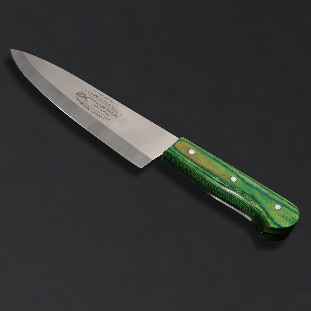 The Butcher's Crown - 8 Inch Blade Chef & Butchering Knife | J2 Stainless Steel Blade with Multi-Color Pakkawood Handle