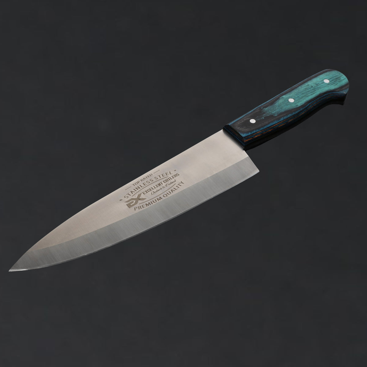 The Butcher's Crown - 8 Inch Blade Chef & Butchering Knife | J2 Stainless Steel Blade with Multi-Color Pakkawood Handle