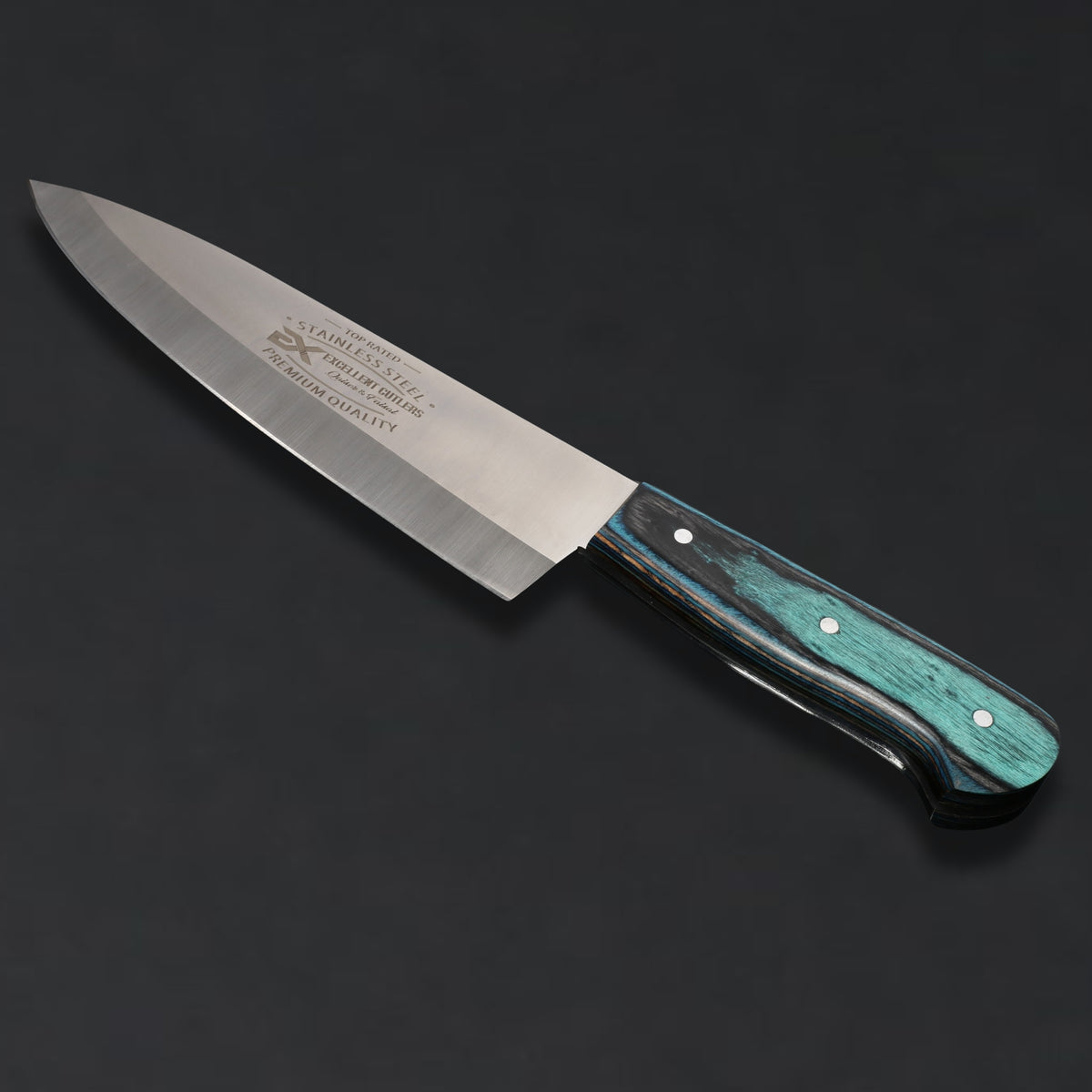 The Butcher's Crown - 8 Inch Blade Chef & Butchering Knife | J2 Stainless Steel Blade with Multi-Color Pakkawood Handle