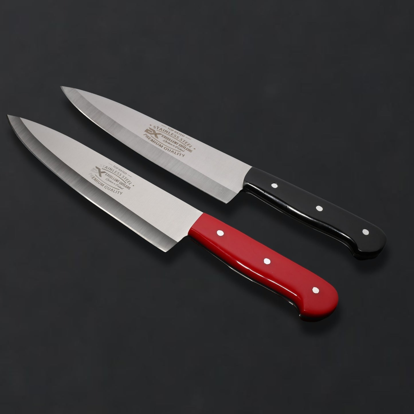 Premium 8" J2 Stainless Steel Chef & Butcher Knife – Hollow Grind Drop Point with Color Acrylic Handle