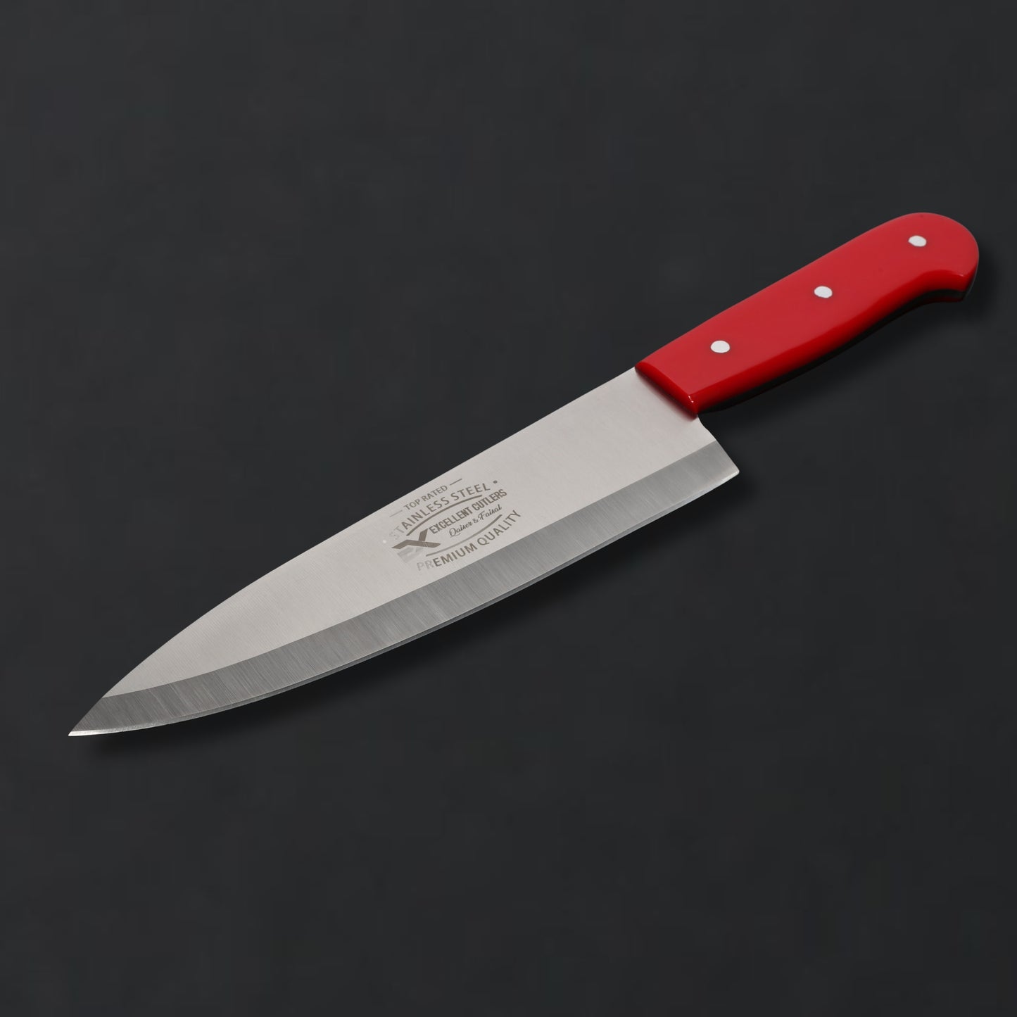 Premium 8" J2 Stainless Steel Chef & Butcher Knife – Hollow Grind Drop Point with Color Acrylic Handle