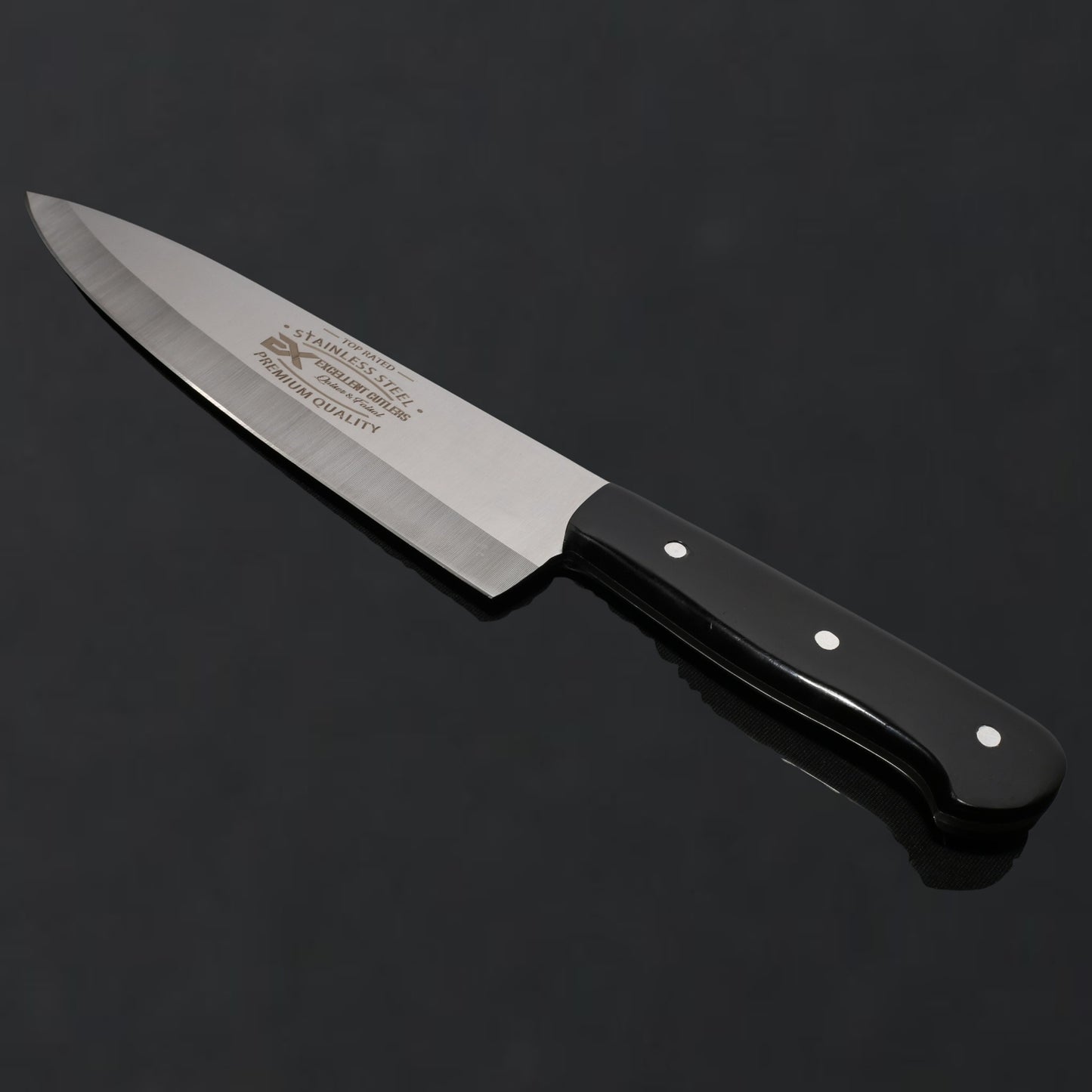Premium 8" J2 Stainless Steel Chef & Butcher Knife – Hollow Grind Drop Point with Color Acrylic Handle