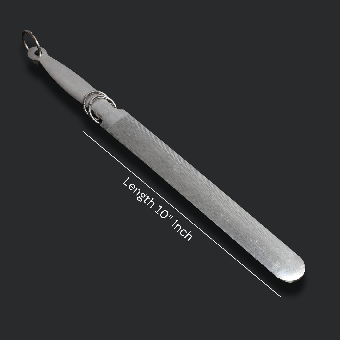 Professional 10-Inch German Knife Sharpening Steel | Flat Oval Blade with Fine Cut & Bare Handle (15" Total Length)