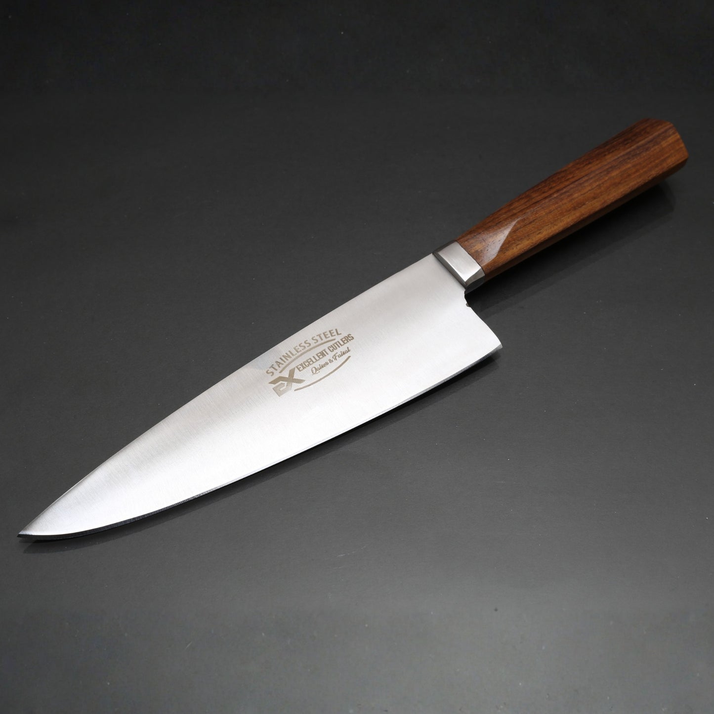 The Artisan 8-Inch Rosewood Series: J2 Stainless Steel Slaughter & Chef Knife by Excellent Cutlers