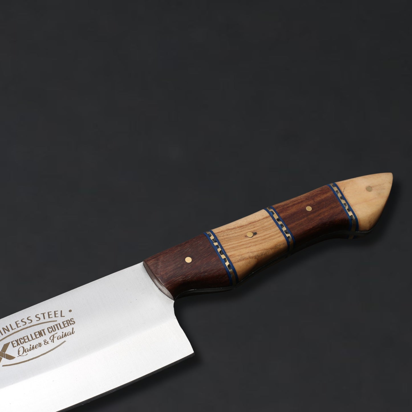2 Wooded Chef & Butcher Knife in 1095 Blade - Total Lenght 14 Inc