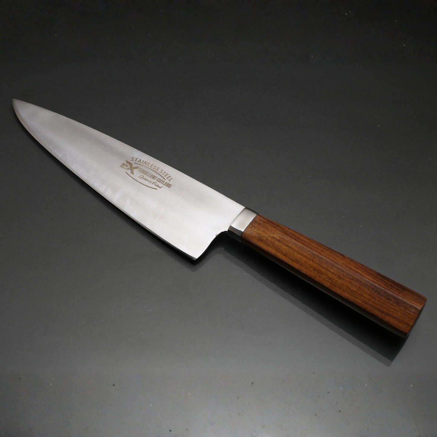 The Artisan 8-Inch Rosewood Series: J2 Stainless Steel Slaughter & Chef Knife by Excellent Cutlers