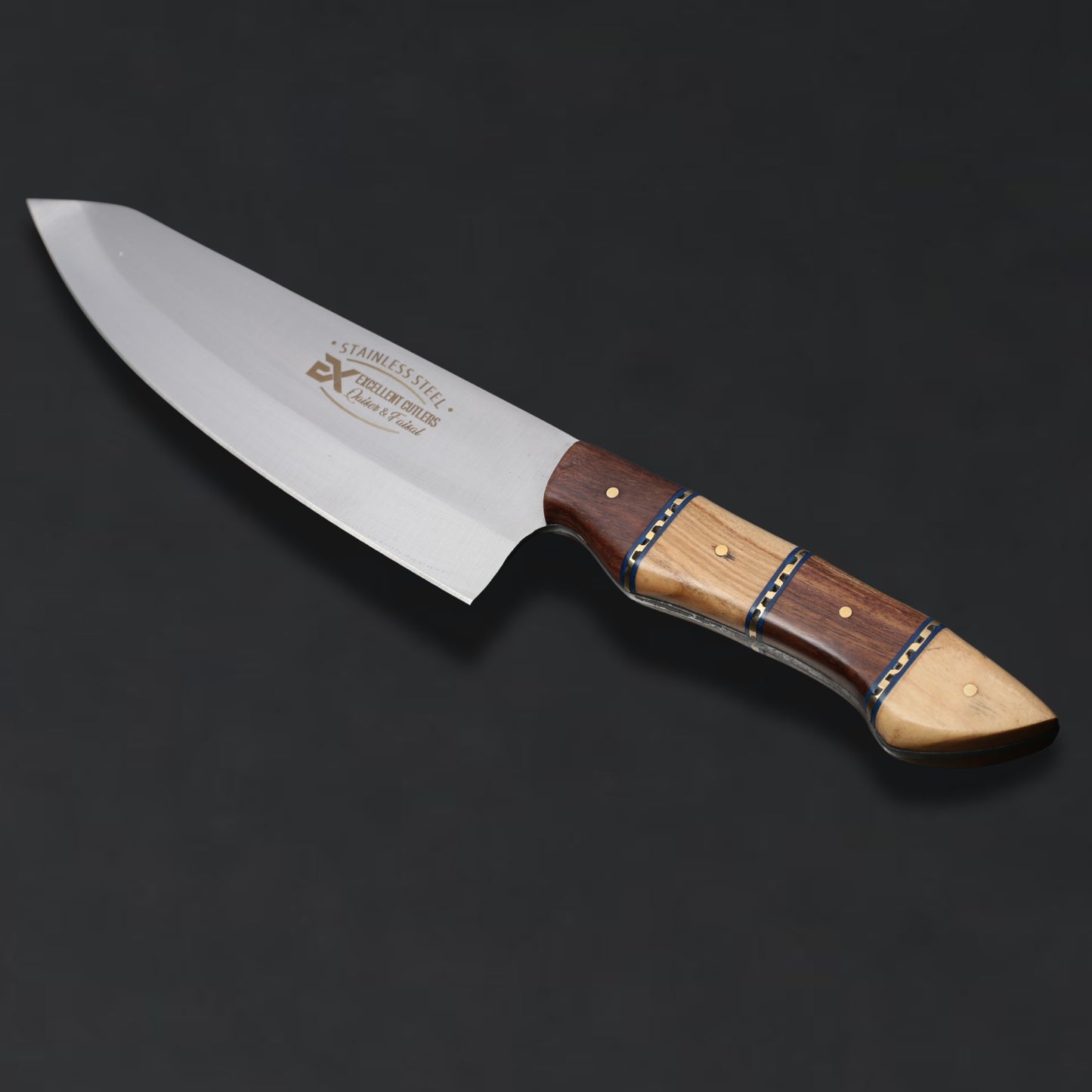2 Wooded Chef & Butcher Knife in 1095 Blade - Total Lenght 14 Inc