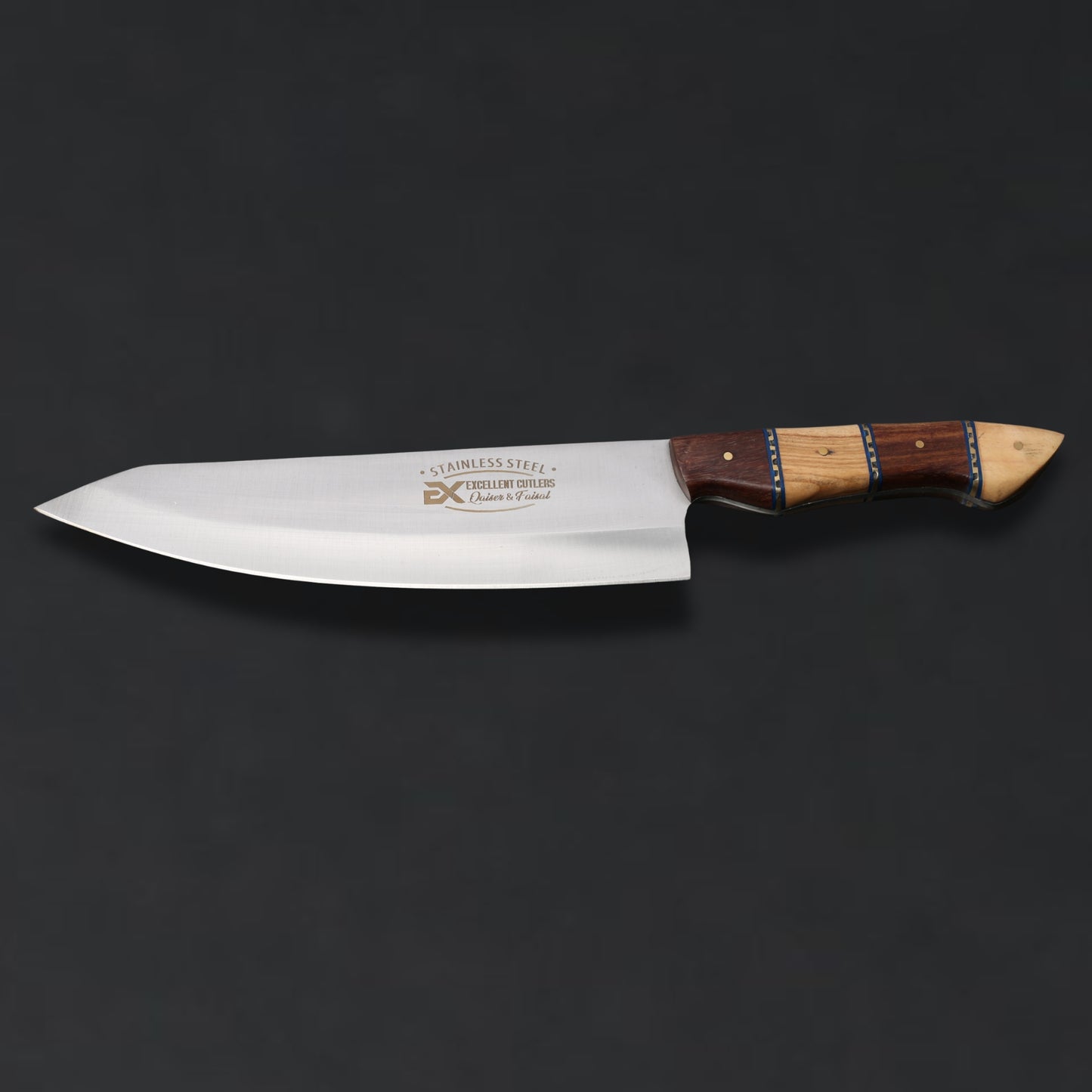 2 Wooded Chef & Butcher Knife in 1095 Blade - Total Lenght 14 Inc